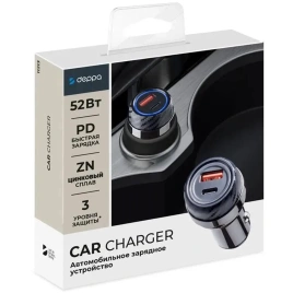 Автомобильное зарядное устройство Deppa 52W USB-A/USB-C 11213 Graphite