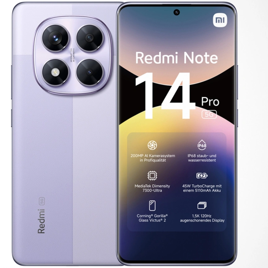 Смартфон Xiaomi Redmi Note 14 Pro 5G 12/256Gb Lavender Purple Global Version фото 2