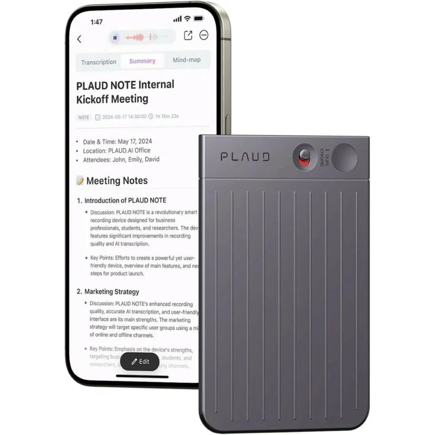 Диктофон Plaud Note NB-100 ChatGPT 64Gb Black фото 2